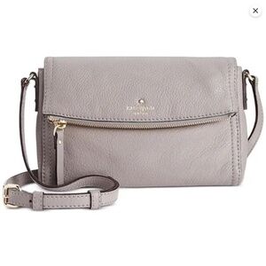 Kate Spade Cobble Hill Carson Gray Leather Fold-Over Crossbody Bag